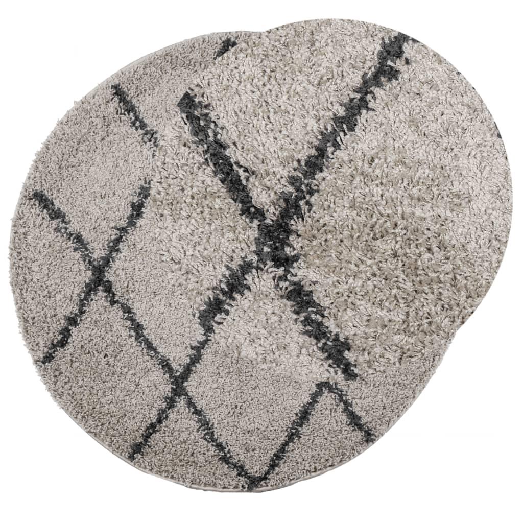 Alfombra de pelo largo moderna PAMPLONA beige antracita Ø100 cm