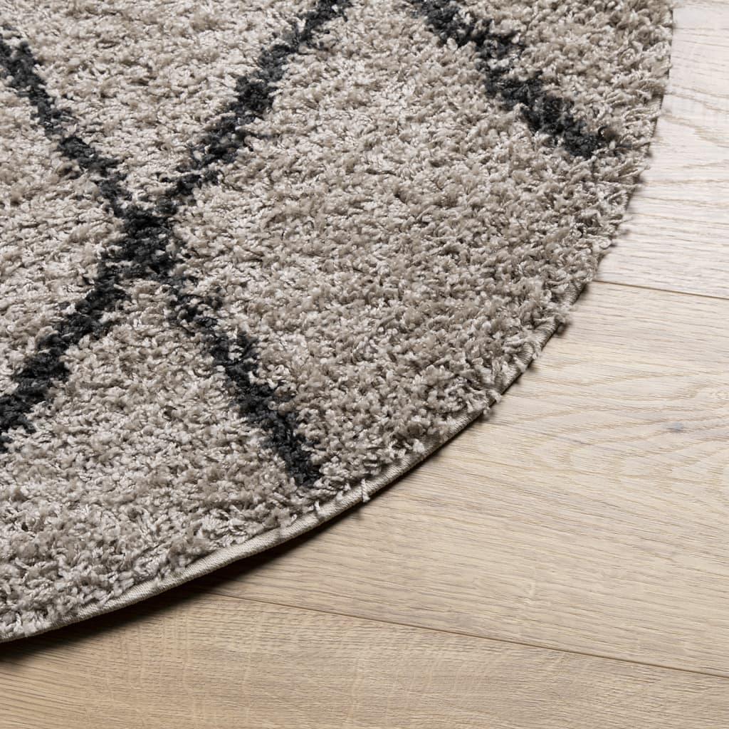 Alfombra de pelo largo moderna PAMPLONA beige antracita Ø100 cm