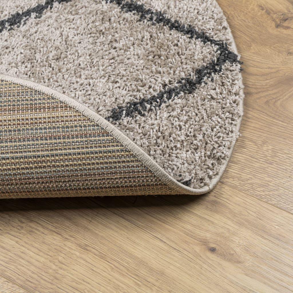 Alfombra de pelo largo moderna PAMPLONA beige antracita Ø100 cm