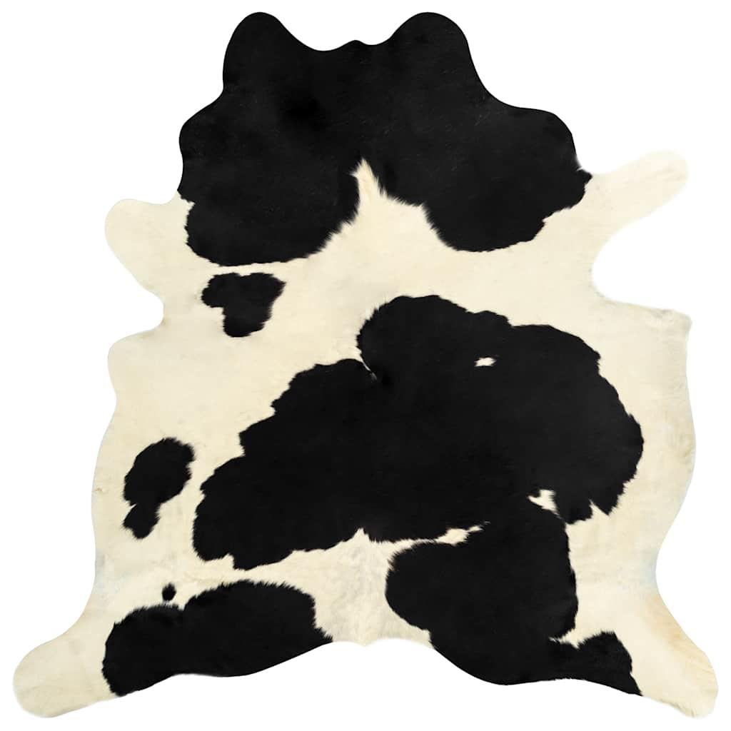 Alfombra de piel de vaca auténtica marrón y blanco 150x170 cm