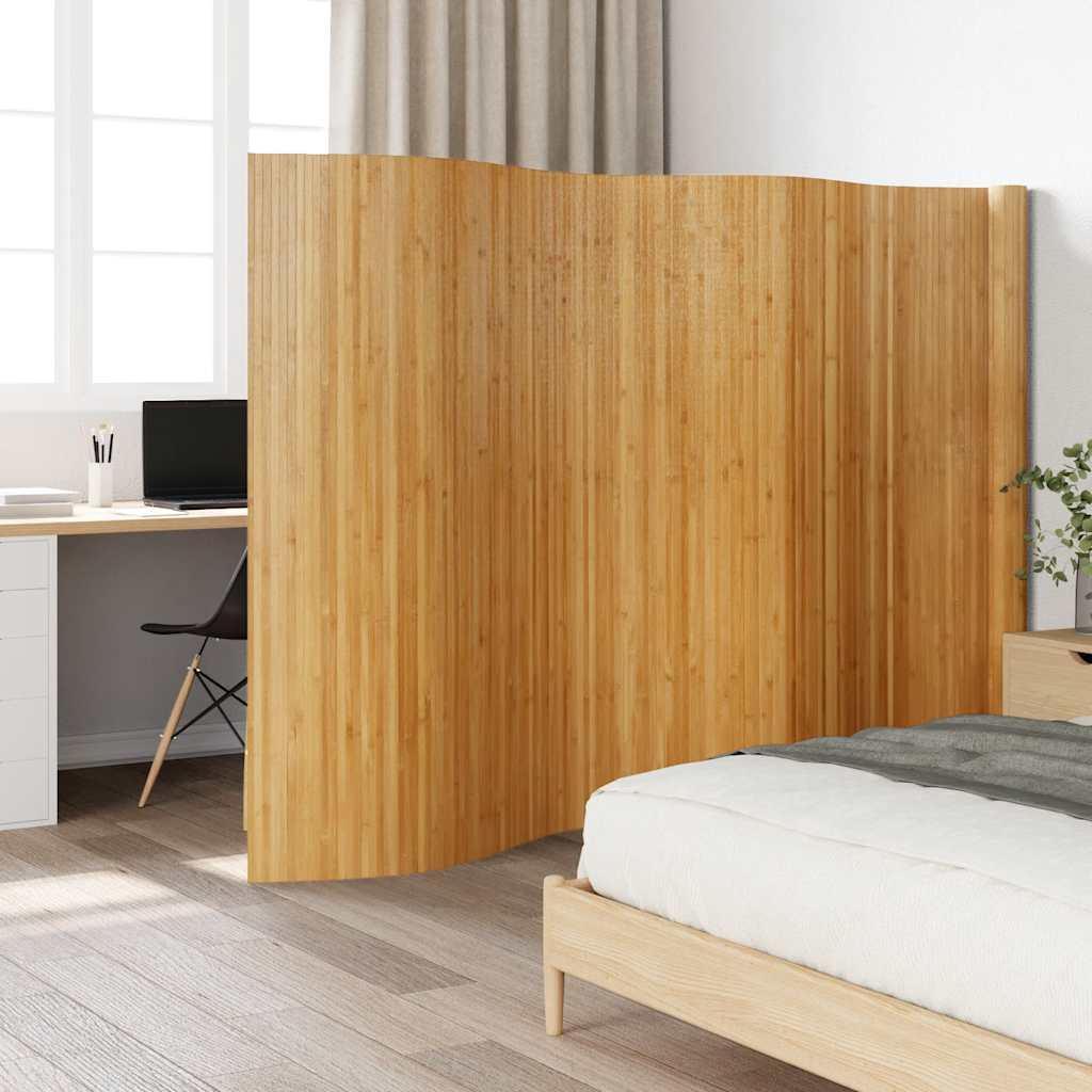Biombo divisor de bambú color natural claro ancho 600 cm alto 165 cm