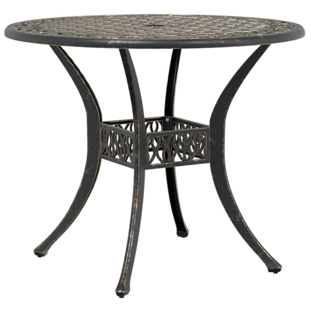 Mesa de jardín aluminio fundido color bronce 90x90x73 cm