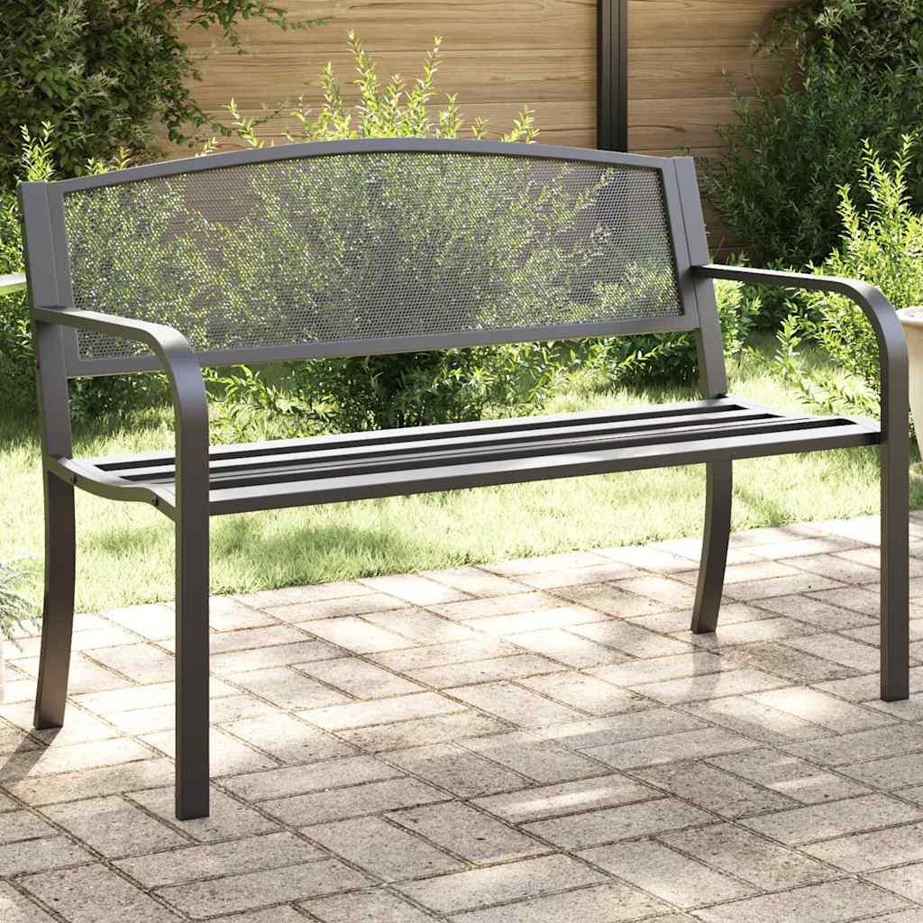 Banco de jardín de acero marrón envejecido 132 cm