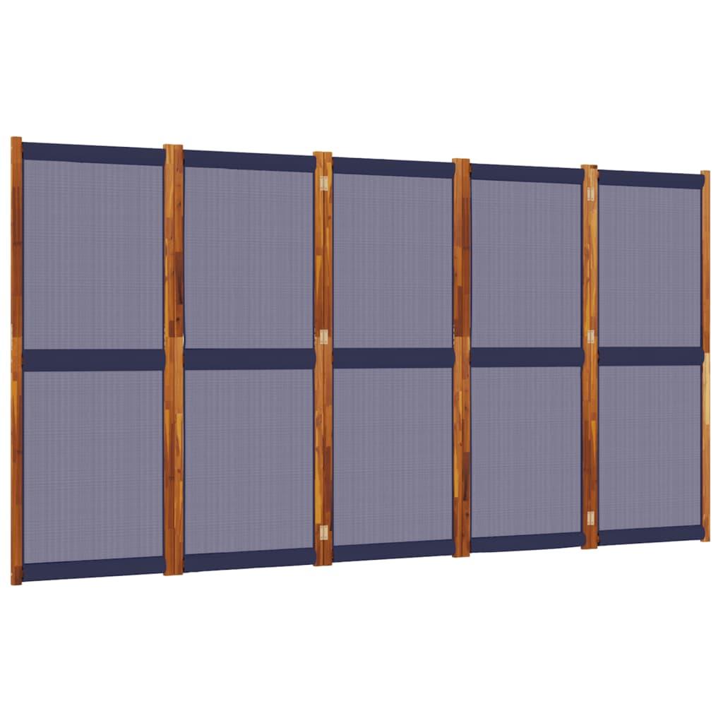 Biombo divisor de 5 paneles gris antracita 250x180 cm