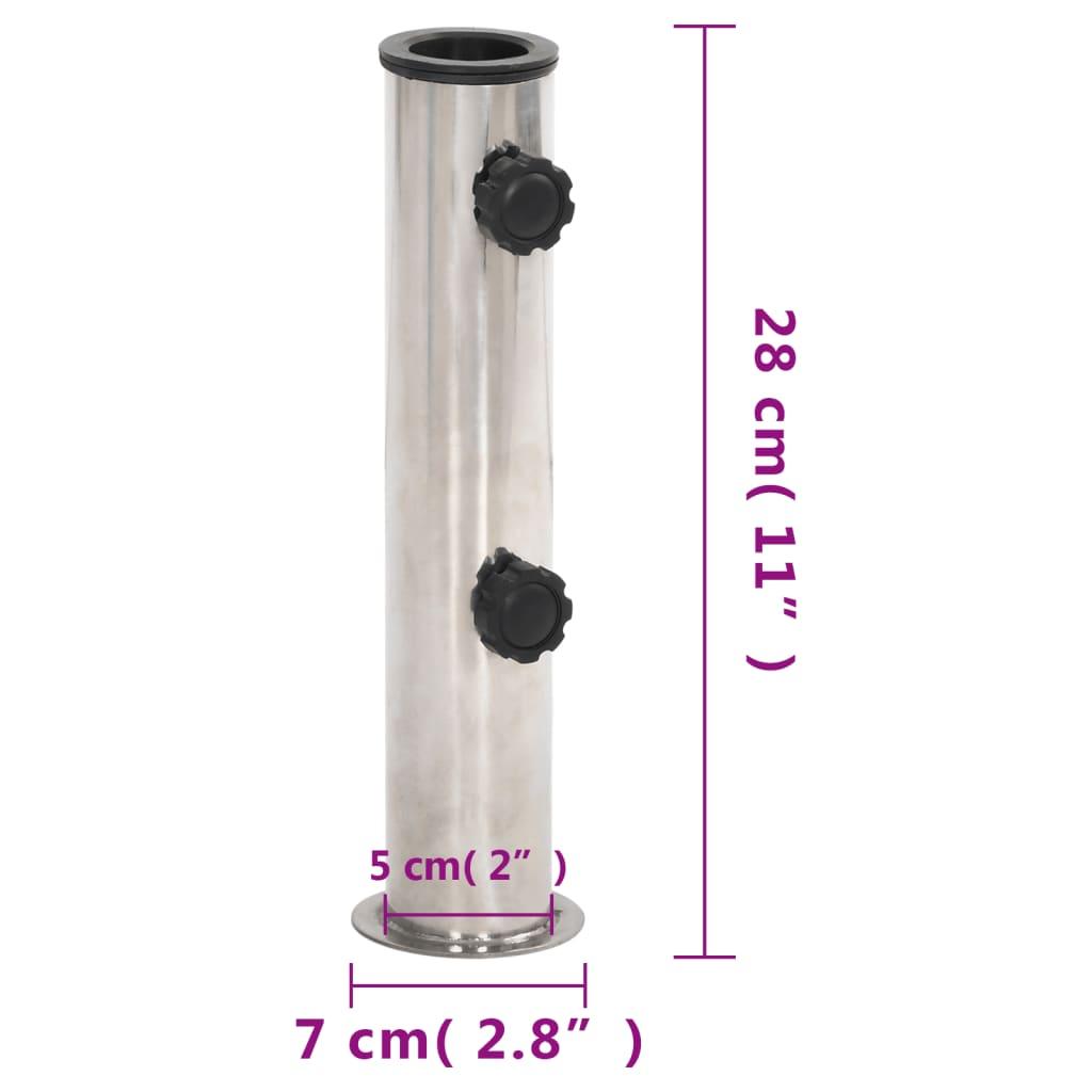 Base de sombrilla para mástil Ø38/48 mm acero inoxidable plata