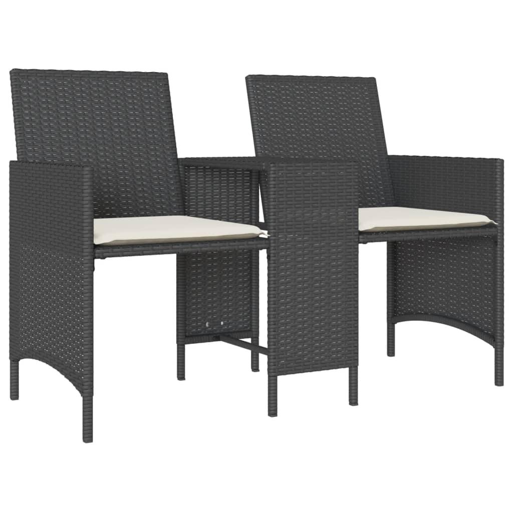 Sofá de jardín 2 plazas con mesa y taburetes ratán PE