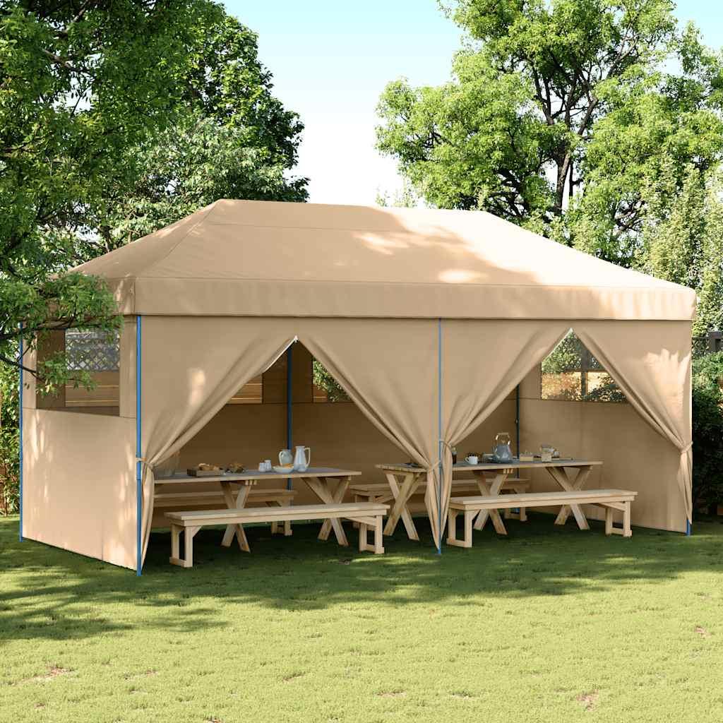 Tienda de fiesta plegable Pop-Up con 4 paredes laterales marrón