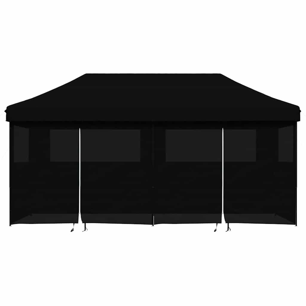 Tienda de fiesta plegable Pop-Up con 4 paredes laterales negra