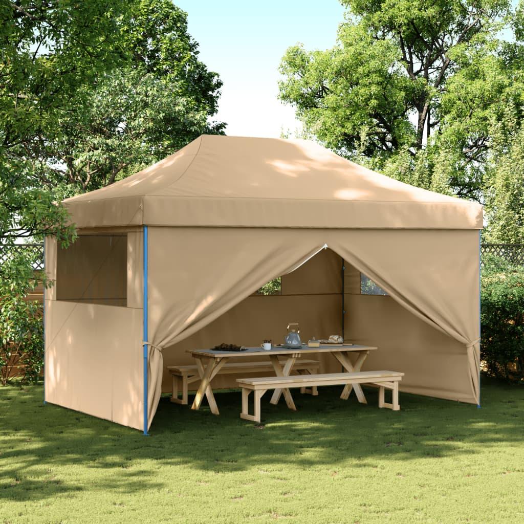 Tienda de fiesta plegable Pop-Up con 4 paredes laterales marrón