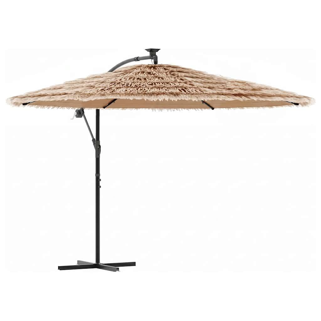 Sombrilla de jardín con LEDs poste acero marrón 269x269x235 cm