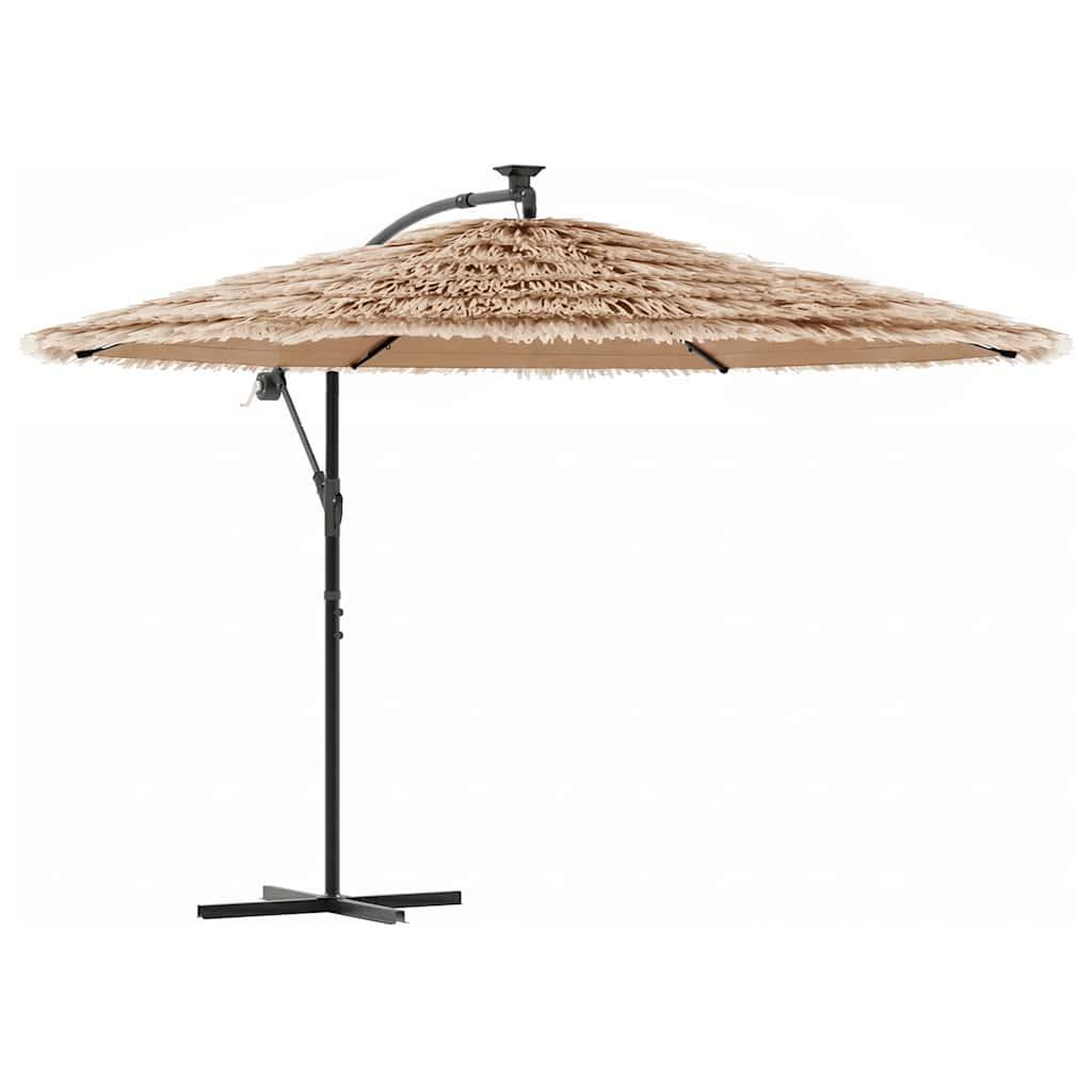 Sombrilla de jardín con LEDs poste acero marrón 269x269x235 cm