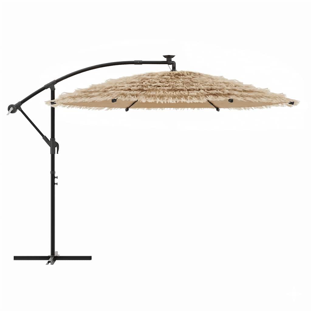 Sombrilla de jardín con LEDs poste acero marrón 269x269x235 cm