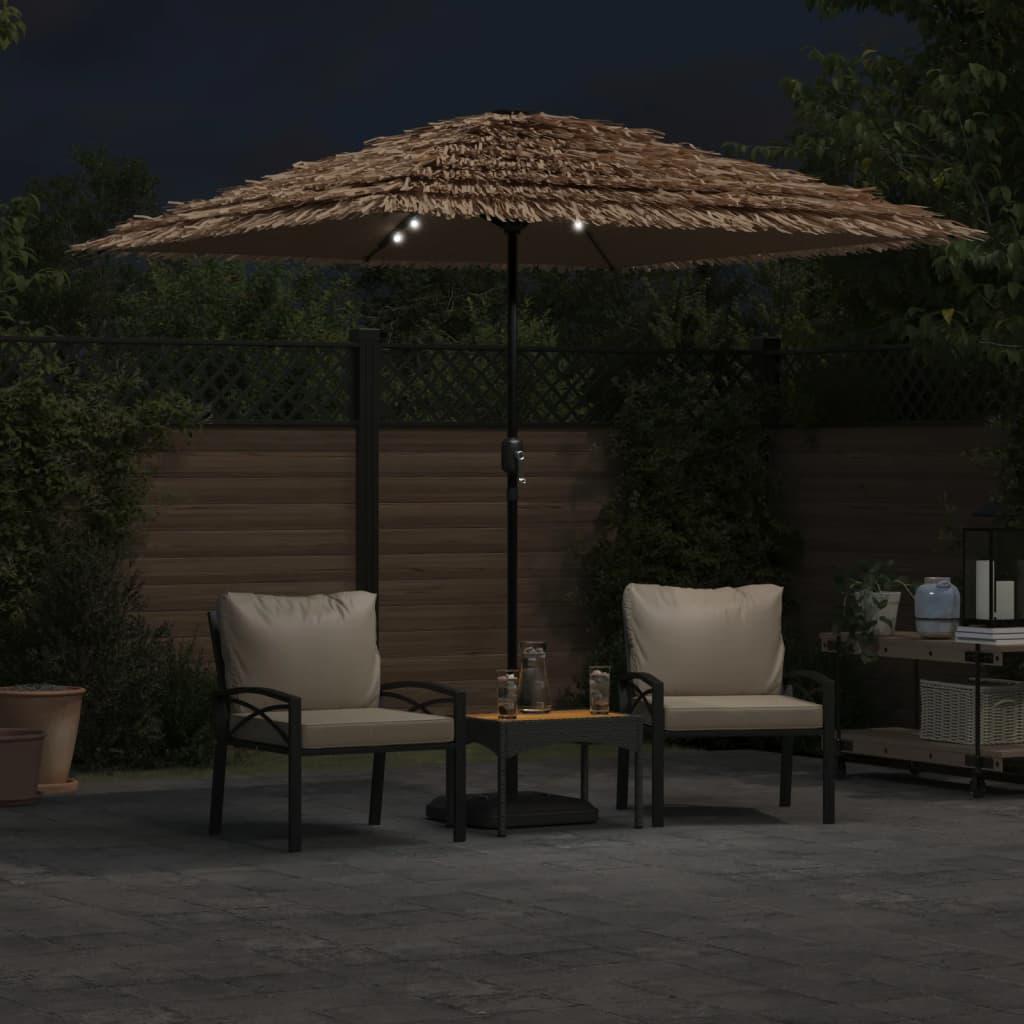 Sombrilla de jardín con LEDs poste acero marrón 269x269x235 cm
