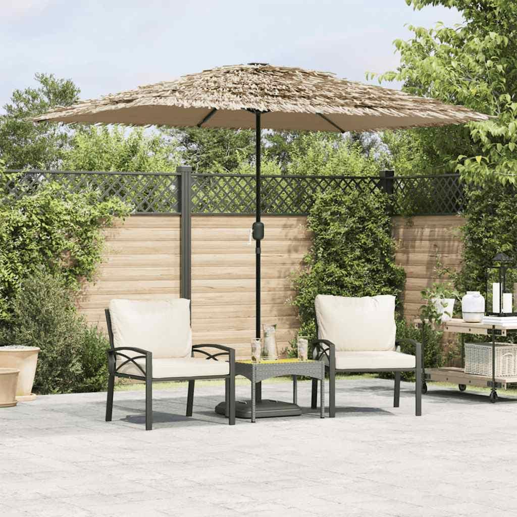Sombrilla de jardín con LEDs poste acero marrón 269x269x235 cm