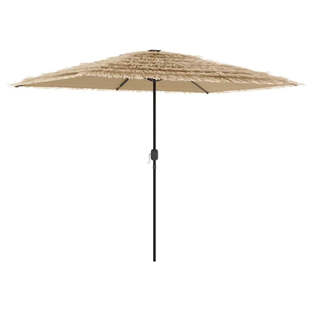 Sombrilla de jardín con LEDs poste acero marrón 269x269x235 cm