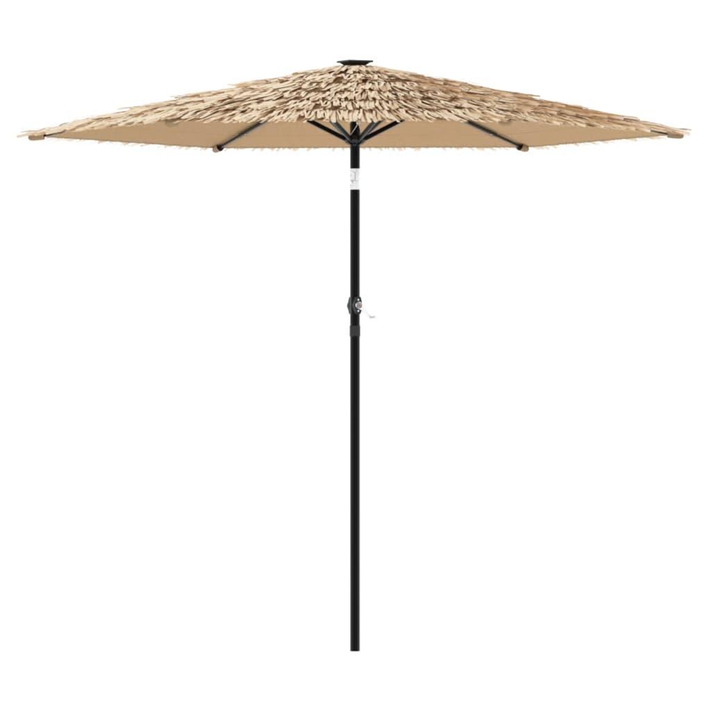 Sombrilla de jardín con LEDs poste acero marrón 269x269x235 cm