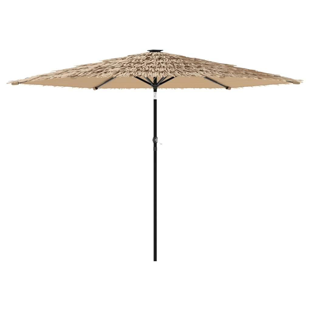 Sombrilla de jardín con LEDs poste acero marrón 269x269x235 cm