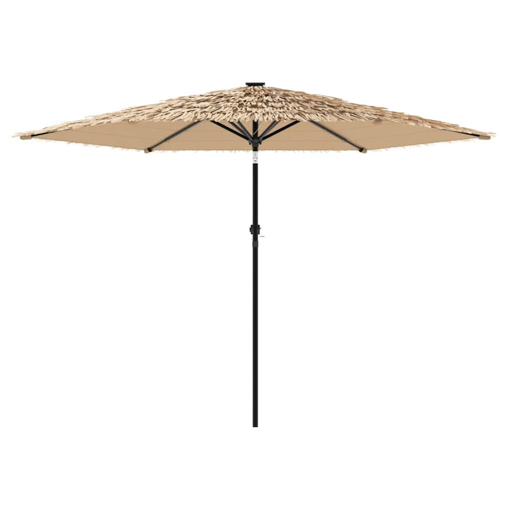 Sombrilla de jardín con LEDs poste acero marrón 269x269x235 cm