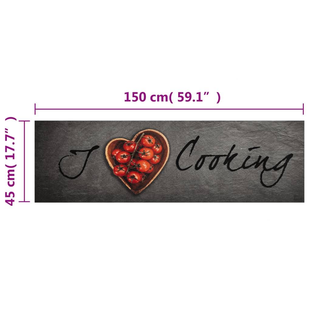 Alfombra de cocina lavable terciopelo texto Cooking 45x150 cm