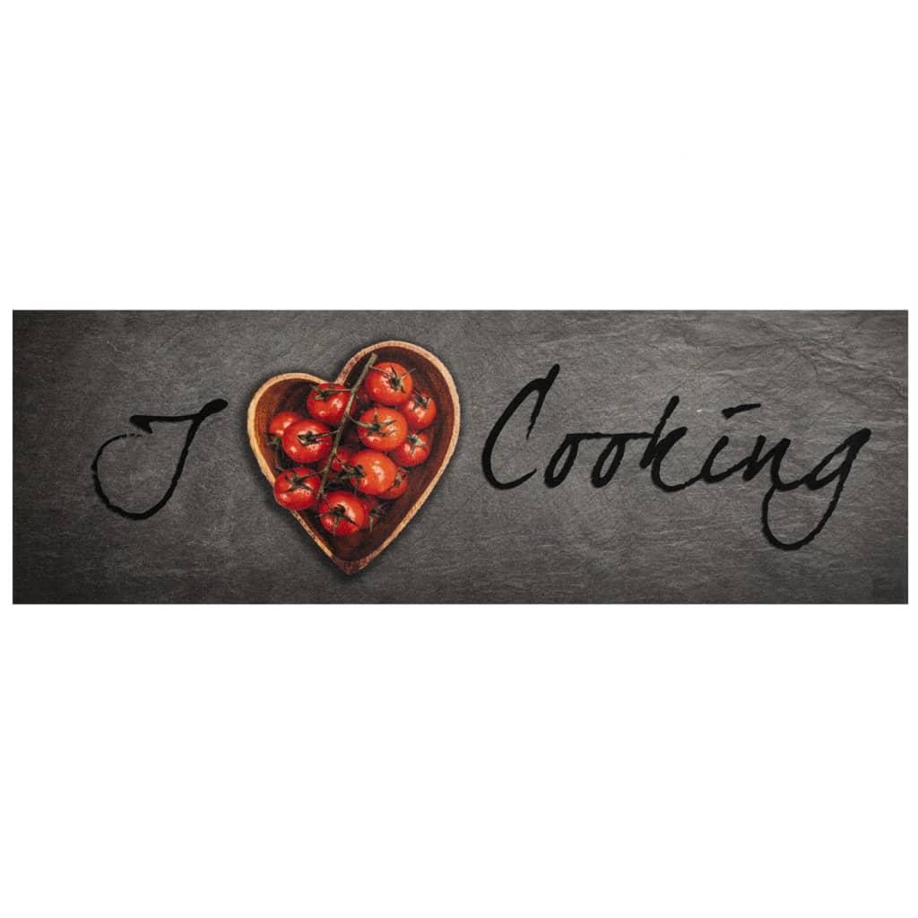 Alfombra de cocina lavable terciopelo texto Cooking 45x150 cm