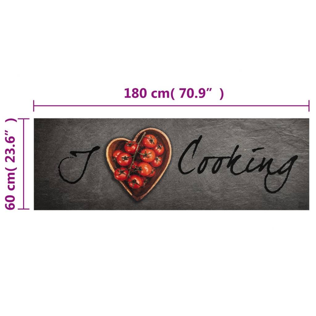 Alfombra de cocina lavable terciopelo texto Cooking 45x150 cm