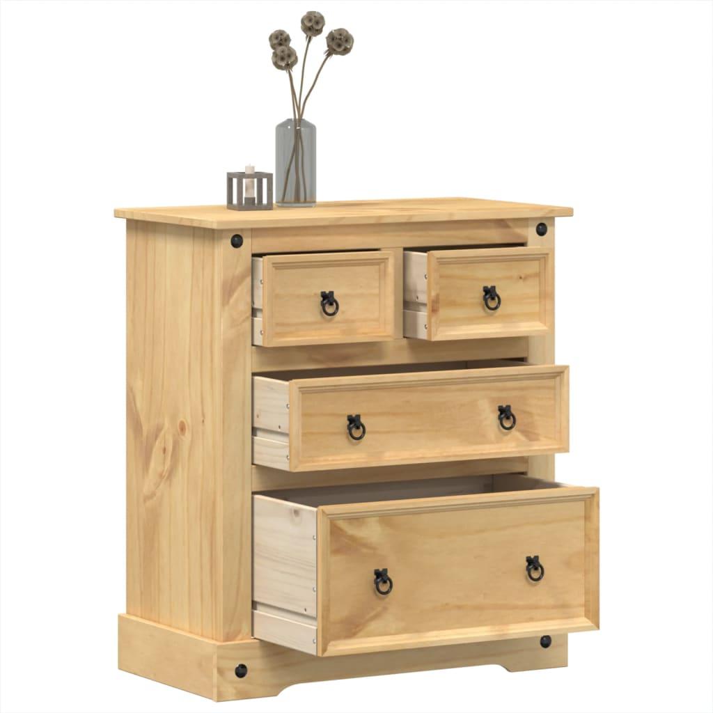 Cómoda cajonera Corona madera maciza de pino 80x43x114 cm