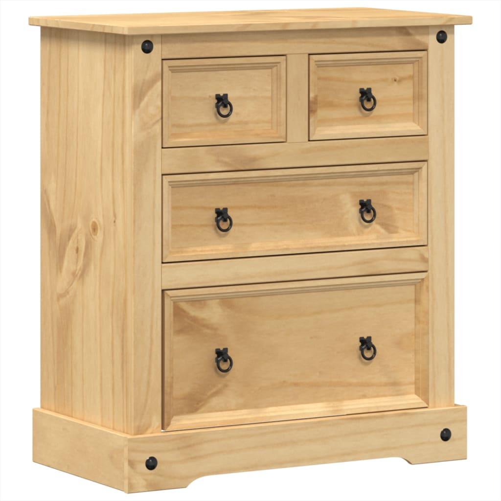 Cómoda cajonera Corona madera maciza de pino 80x43x114 cm
