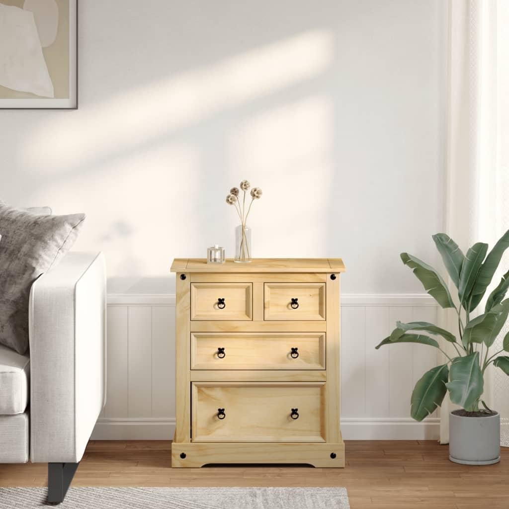 Cómoda cajonera Corona madera maciza de pino 80x43x114 cm
