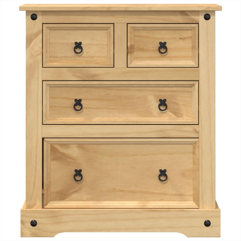 Cómoda cajonera Corona madera maciza de pino 80x43x114 cm