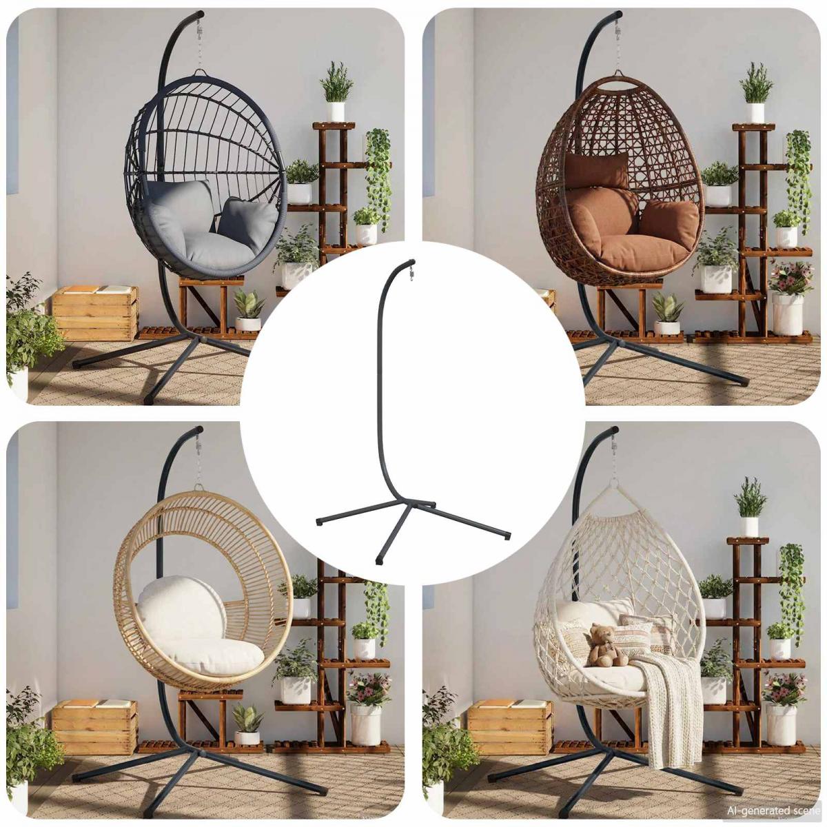 Soporte para Silla Colgante Huevo sin Cesta Antracita Acero