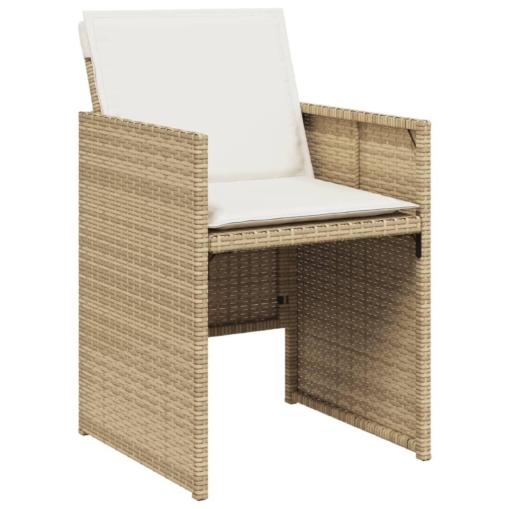 Sillas jardín y cojines 4 uds ratán sintético marrón 56x59x84cm