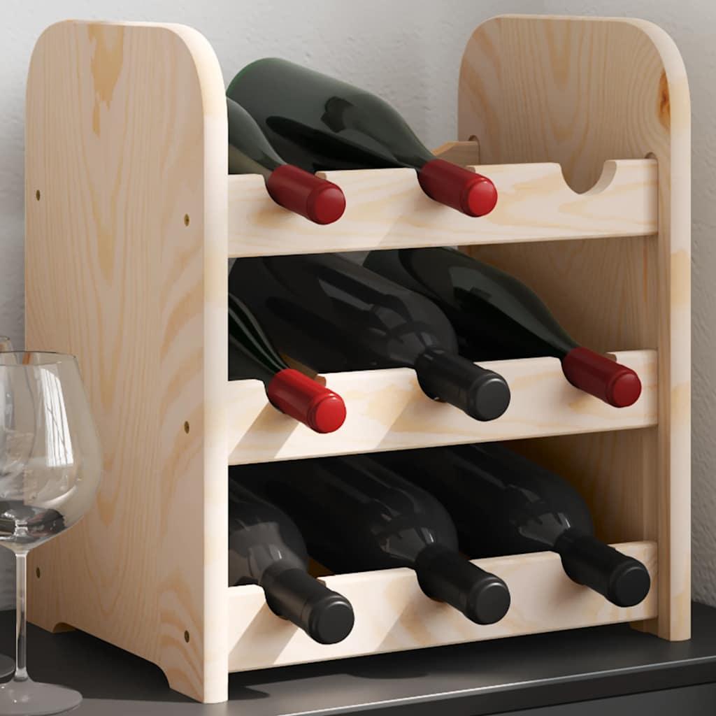 Botellero madera maciza de pino blanco 23x34x61 cm