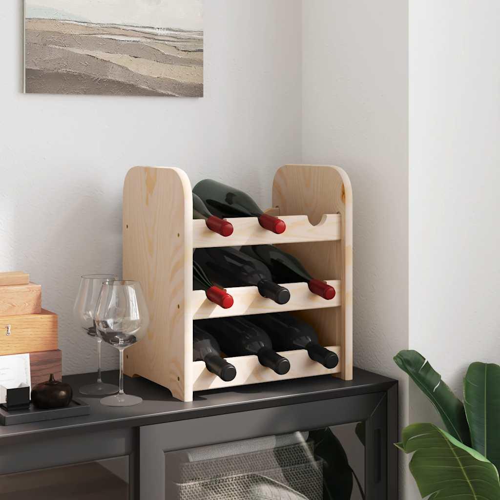 Botellero madera maciza de pino blanco 23x34x61 cm