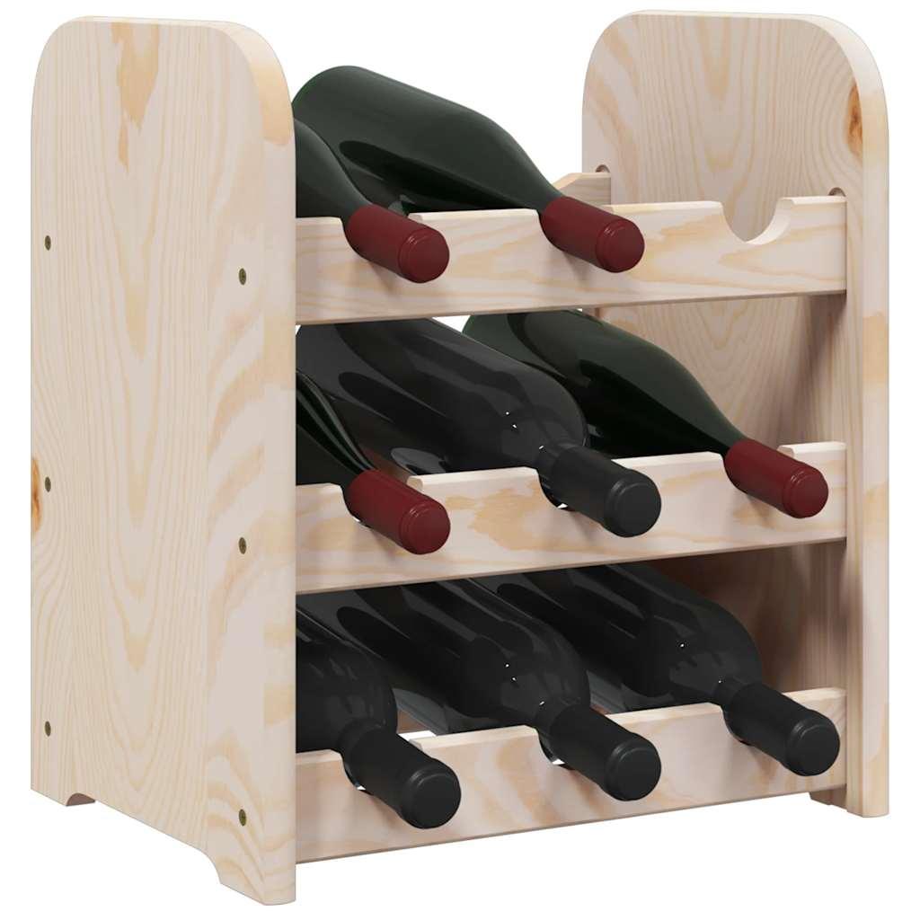 Botellero madera maciza de pino blanco 23x34x61 cm