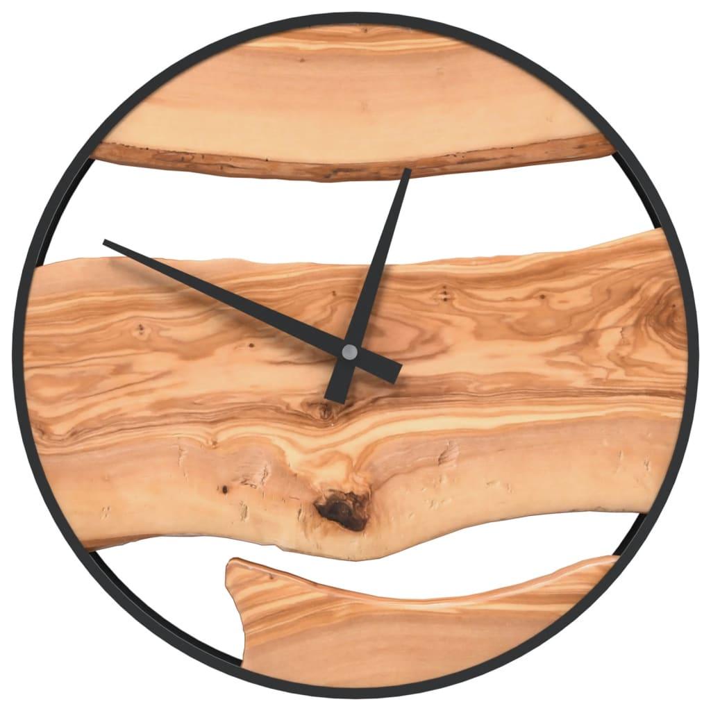Reloj de pared hierro y madera de olivo marrón Ø35 cm