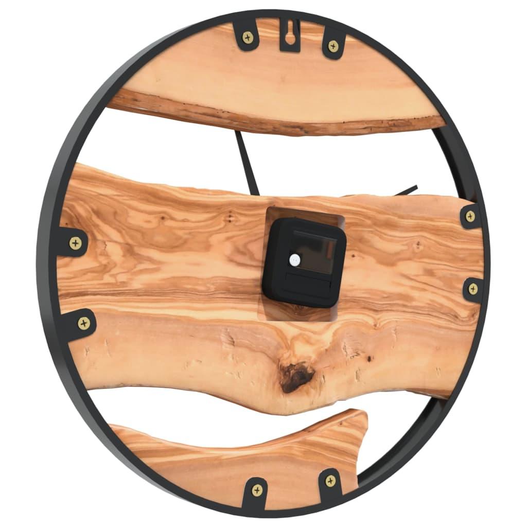 Reloj de pared hierro y madera de olivo marrón Ø35 cm