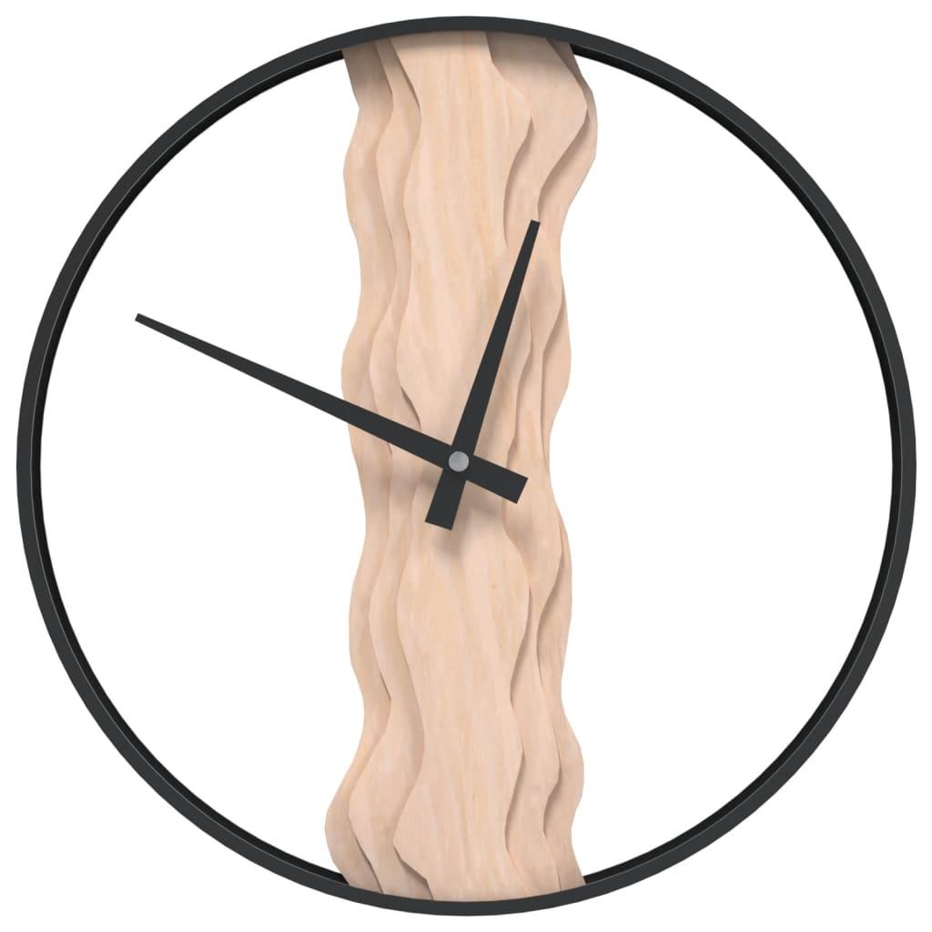 Reloj de pared de hierro y madera de roble marrón Ø35 cm