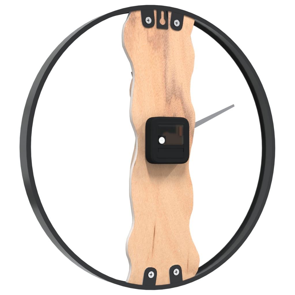 Reloj de pared de hierro y madera de roble marrón Ø35 cm