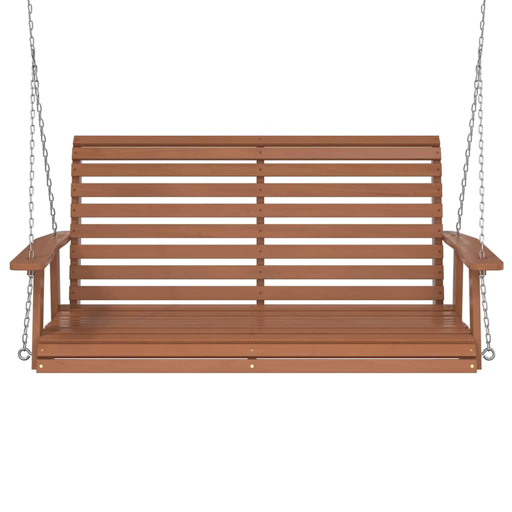 Banco columpio jardín con cadenas de metal madera abeto marrón