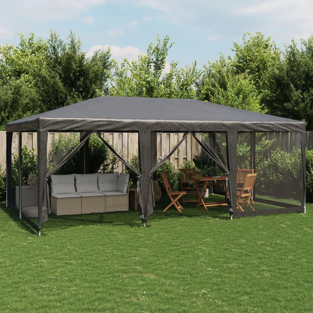 Carpa para fiestas 10 paredes de malla HDPE gris antracita 6x4m