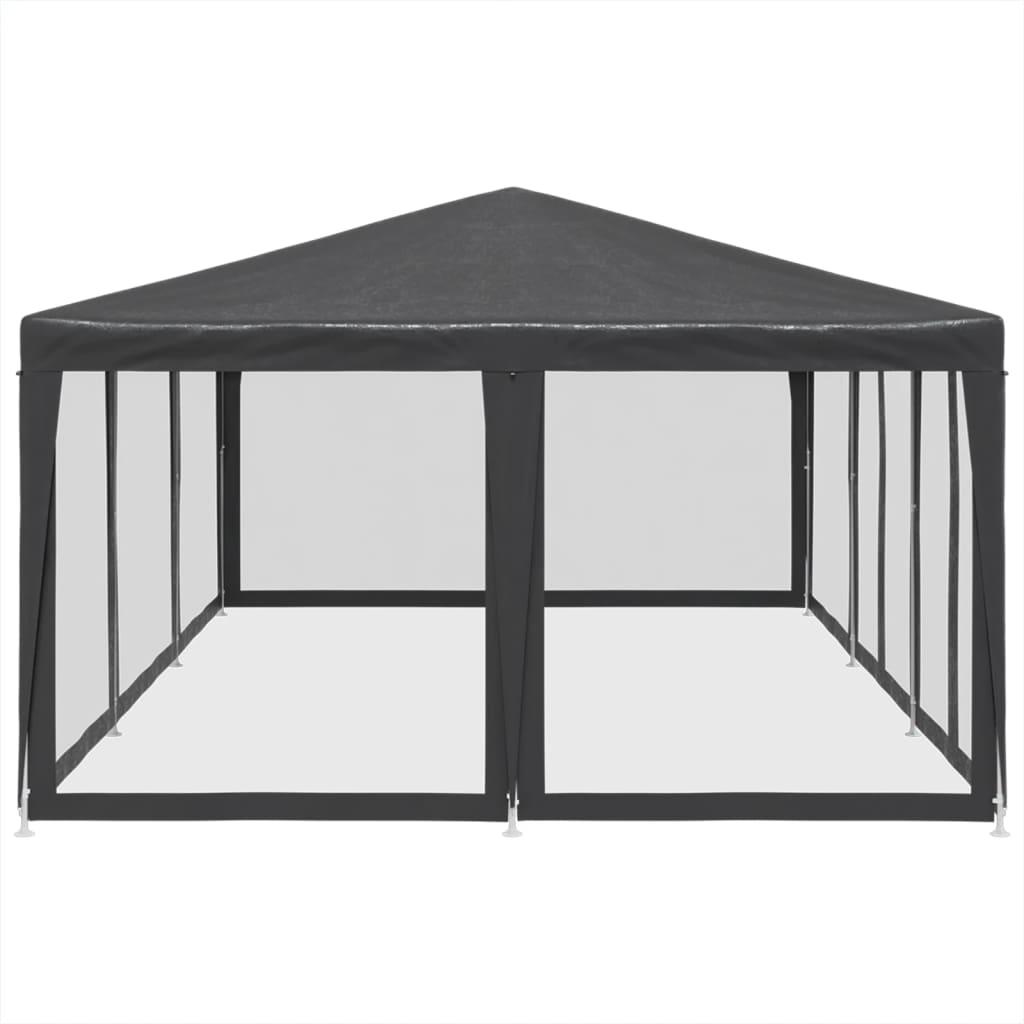 Carpa para fiestas 10 paredes de malla HDPE gris antracita 6x4m