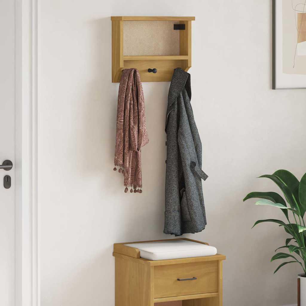 Perchero de pared SANDNES madera maciza pino blanco 45x12x35cm