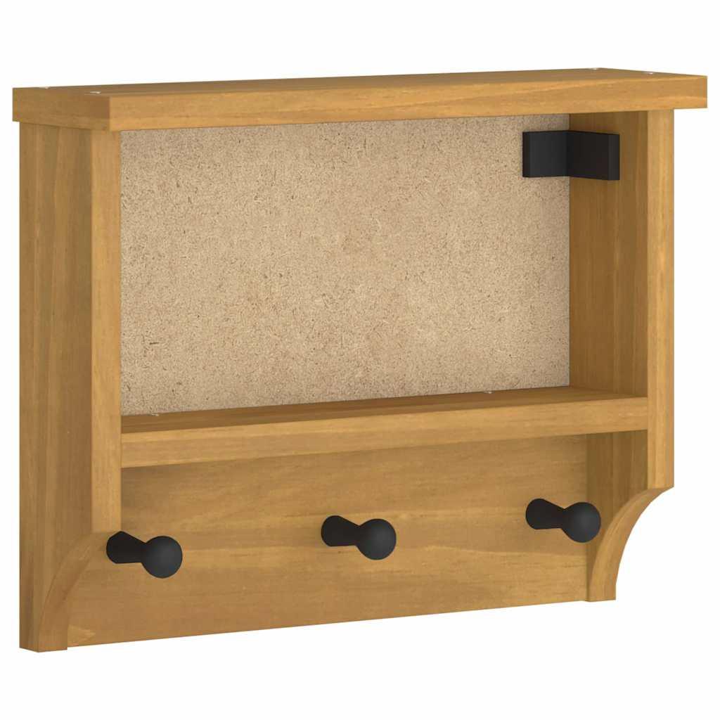Perchero de pared SANDNES madera maciza pino blanco 45x12x35cm