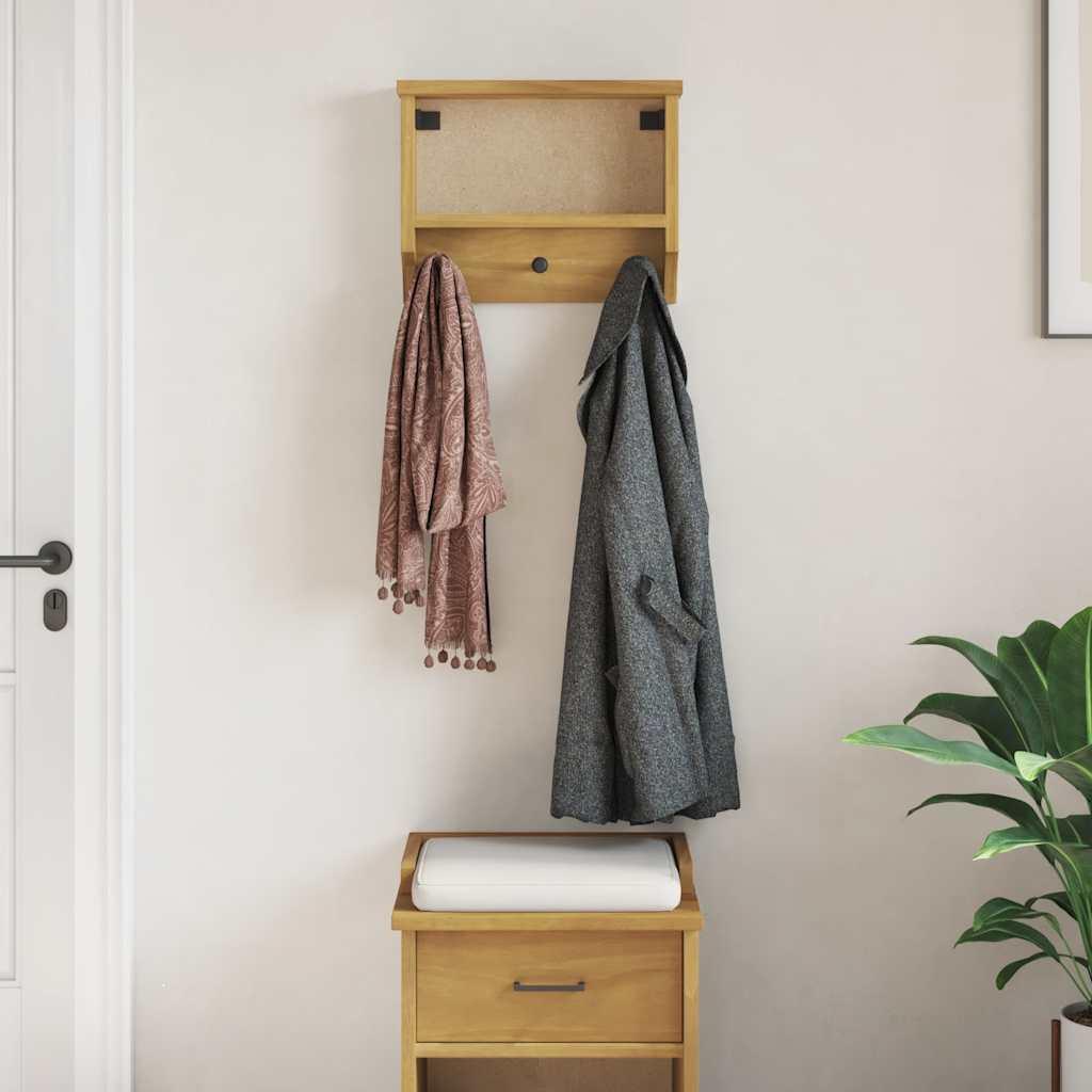 Perchero de pared SANDNES madera maciza pino blanco 45x12x35cm