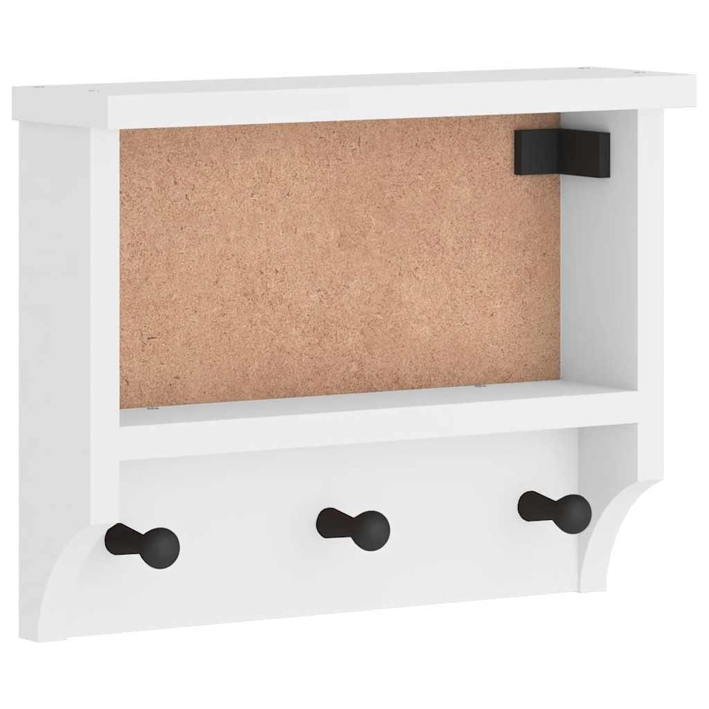 Perchero de pared SANDNES madera maciza pino blanco 43x30x42cm