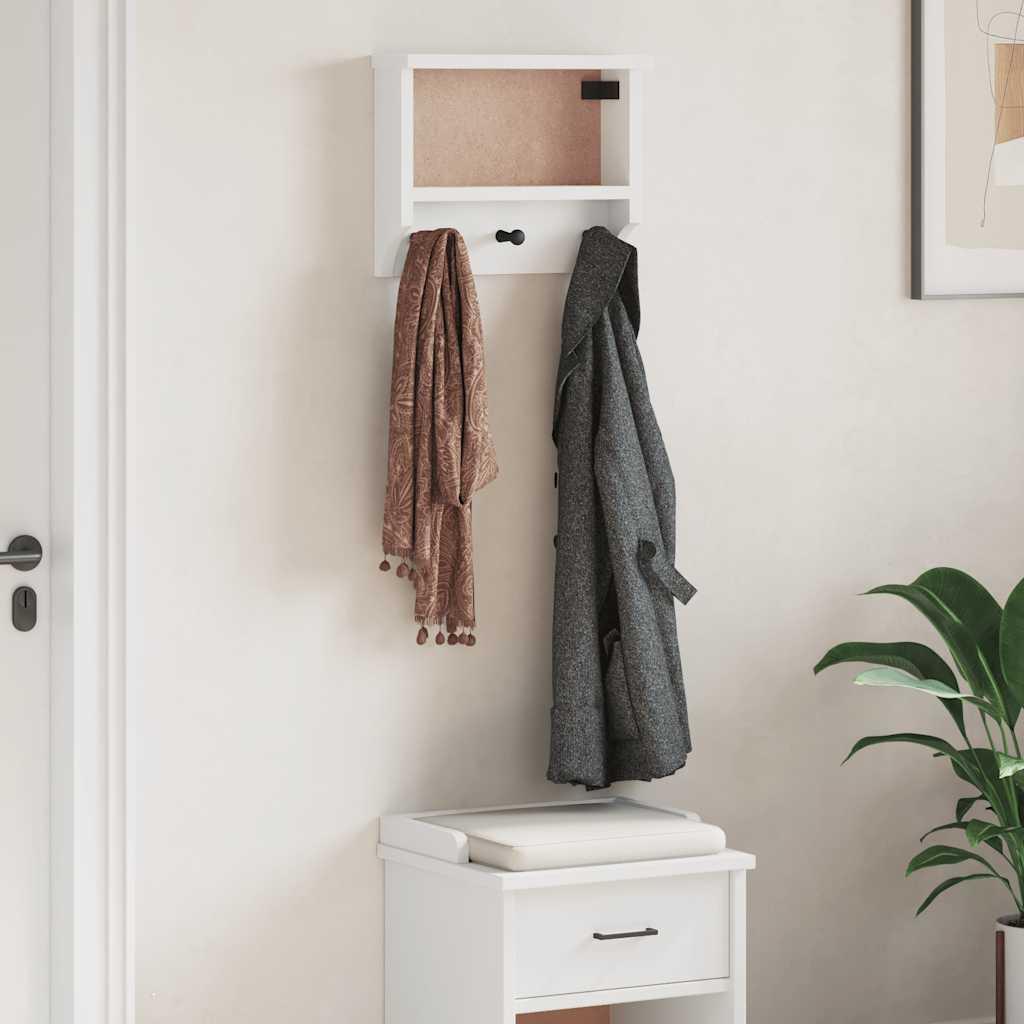 Perchero de pared SANDNES madera maciza pino blanco 43x30x42cm