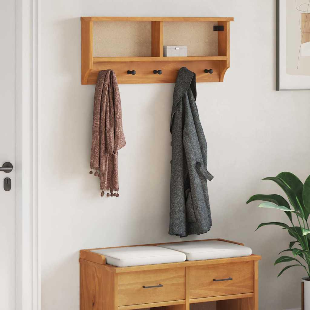 Perchero de pared SANDNES madera maciza pino blanco 45x12x35cm