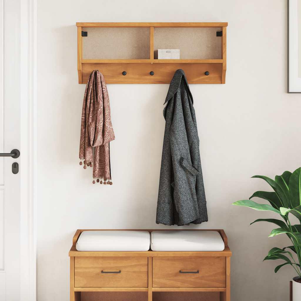 Perchero de pared SANDNES madera maciza pino blanco 45x12x35cm