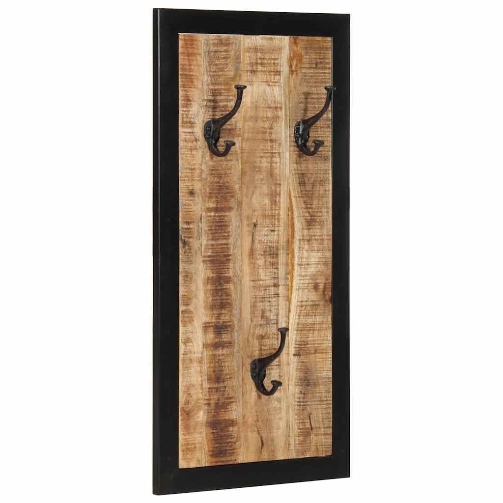 Perchero madera maciza de mango rugosa 35x8x110 cm