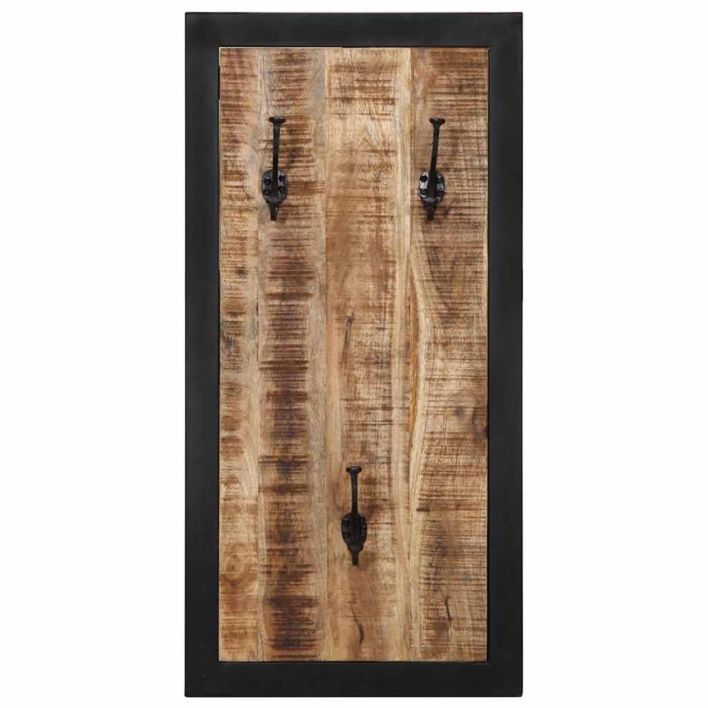 Perchero madera maciza de mango rugosa 35x8x110 cm